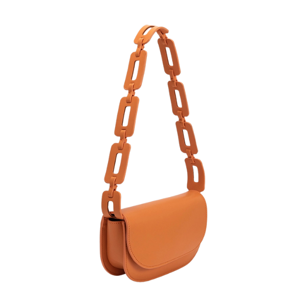 Inez Shoulder Bag w/Chain Strap - Orange