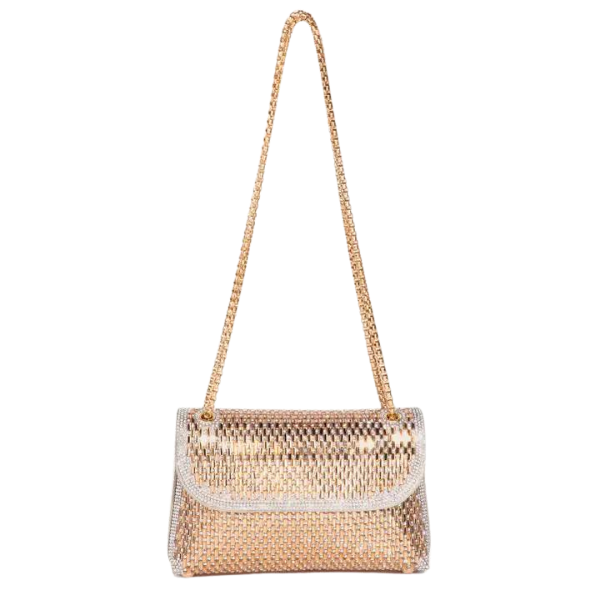 Gold Pave Trim Chain Strap Bag