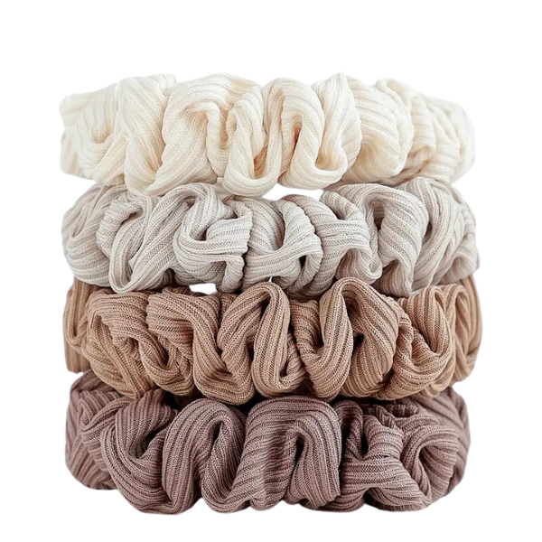 4pc Neutral Pleated Scrunchie Set