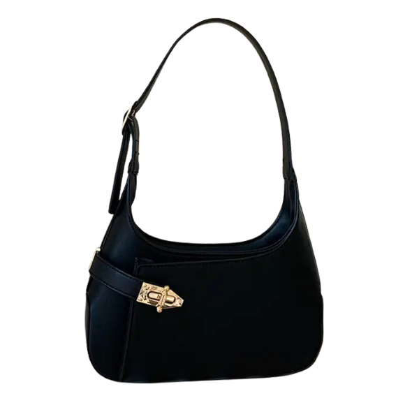 Suede Shoulder Bag w/Gold Buckle Accent