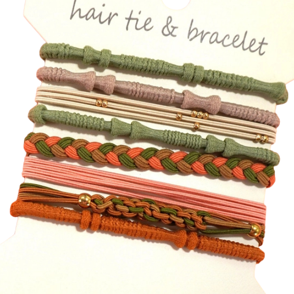 8pc Boho Bracelet/Hair Ties
