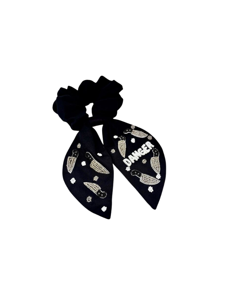 Black Knife Beaded Scrunchie