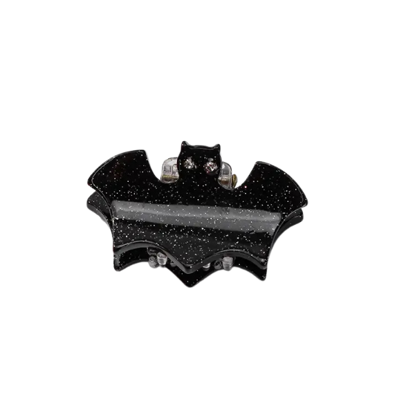 Mini Glitter Black Bat Claw Clip