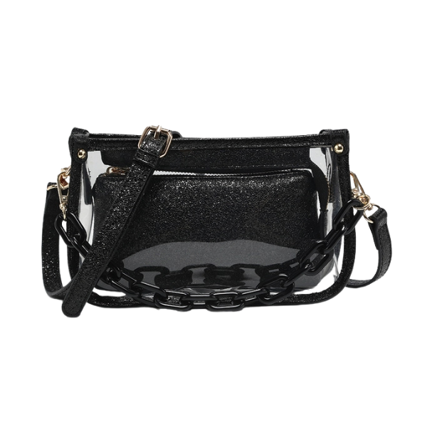 Jessica Clear Crossbody Bag w/Chain Shoulder Strap