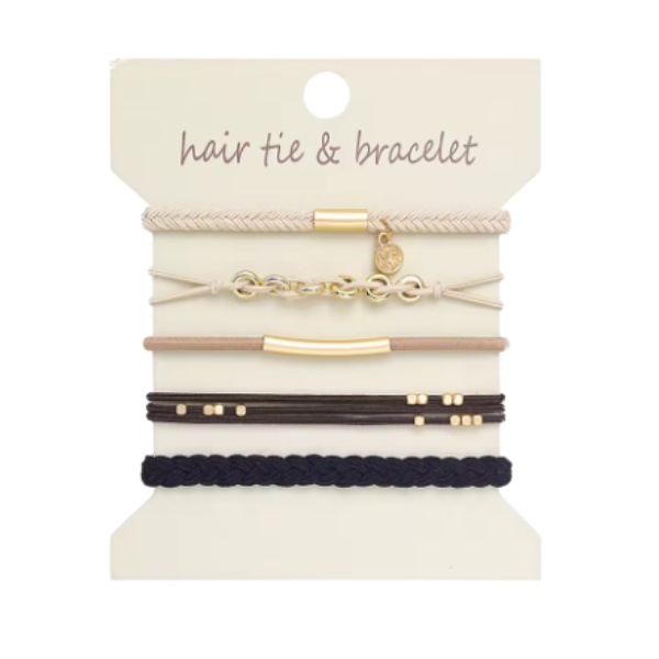 5pc Boho Hair Ties w/Charm Accents