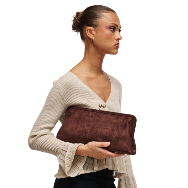 Kristin Suede Clutch Bag