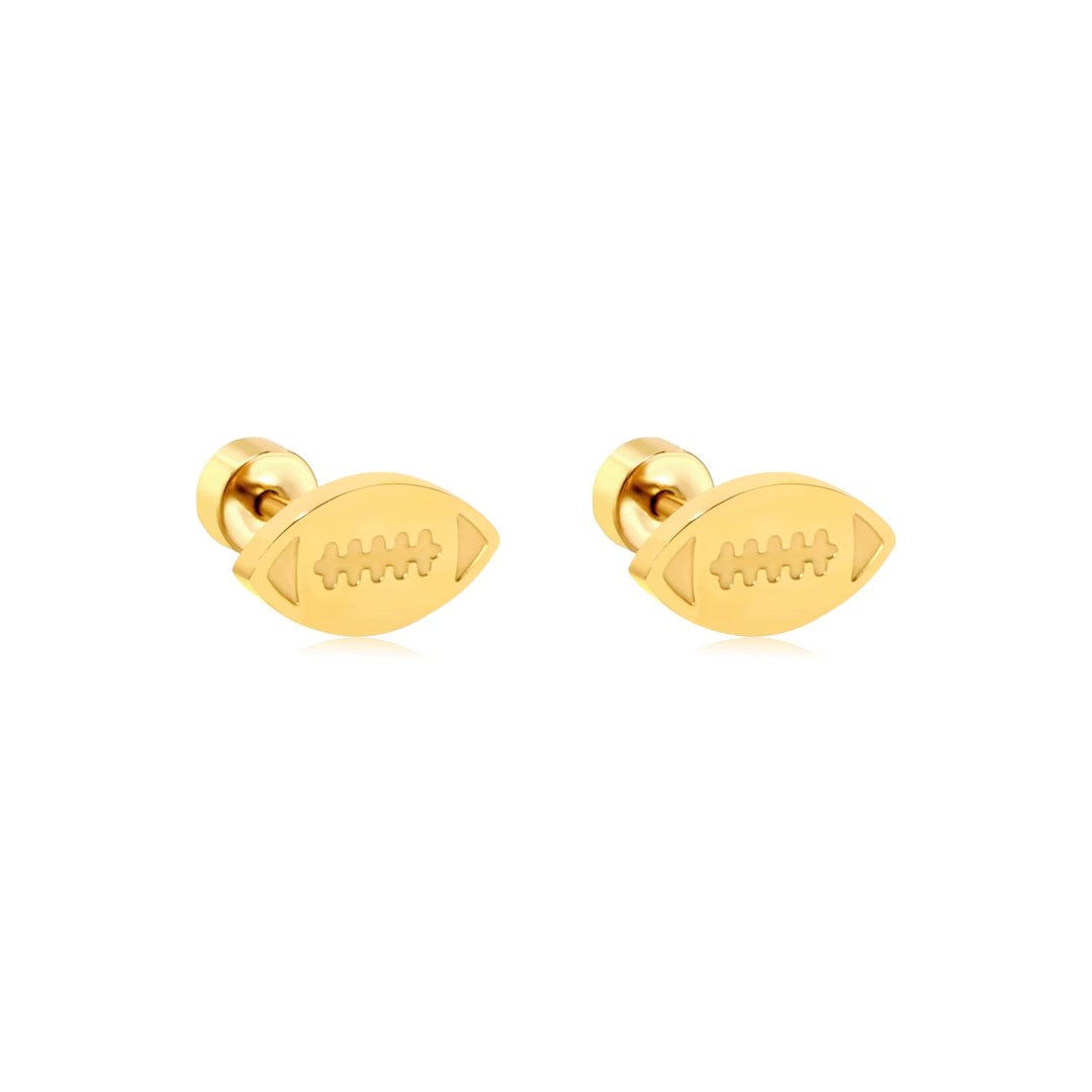 Golden Football Stud Earrings