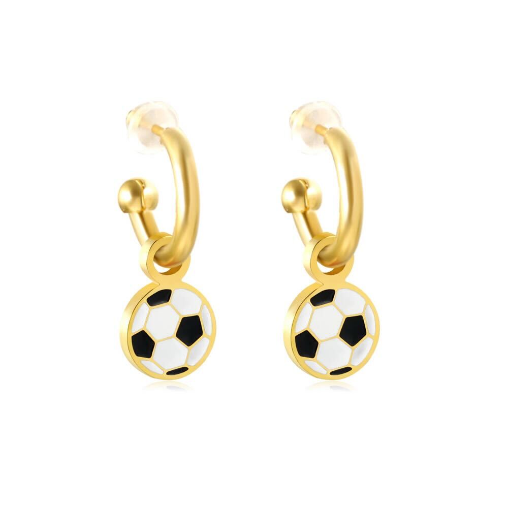 Soccer Ball Huggie Hoop Earrings