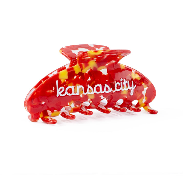 Kansas City Script Red & Yellow Tortoise Claw Clip