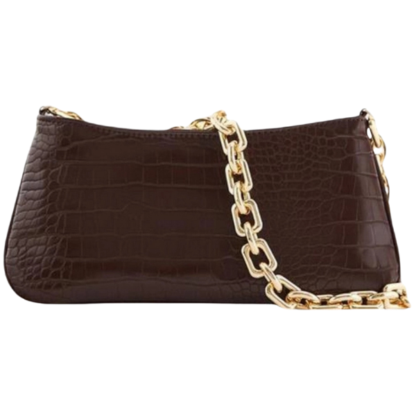 Y2K Croc Pattern Shoulder Bag w/Chain Strap