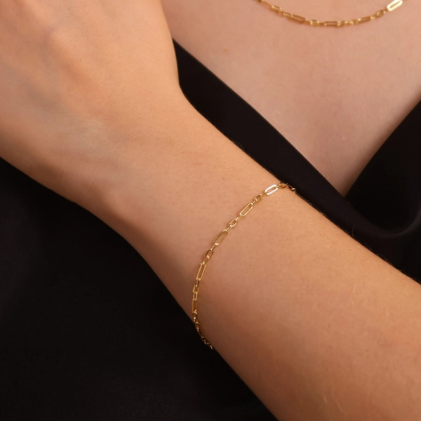 18k Gold Filled Alternating Paperclips Bracelet