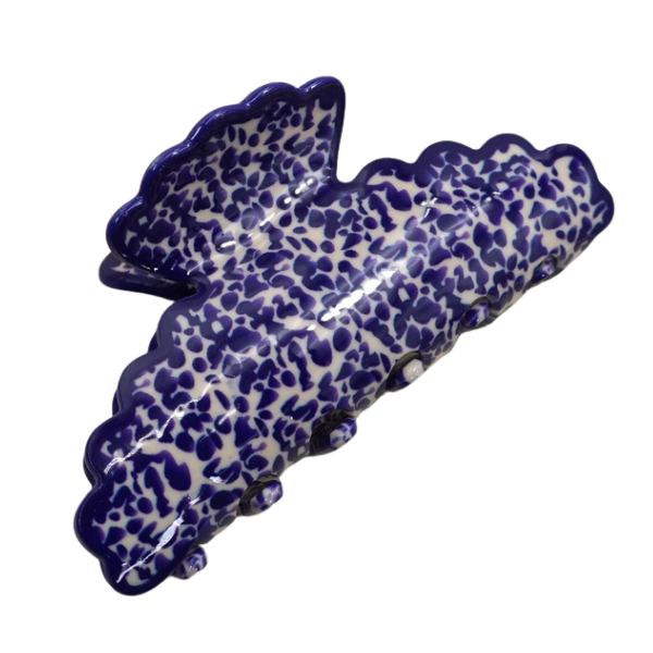 'Vintage Plates' Blue Claw Clip