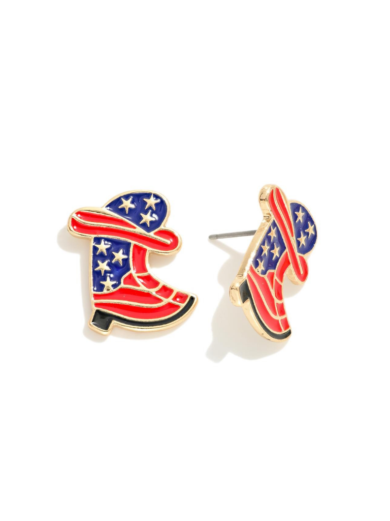 Red, White, and Blue Cowboy Boot Studs Earrings