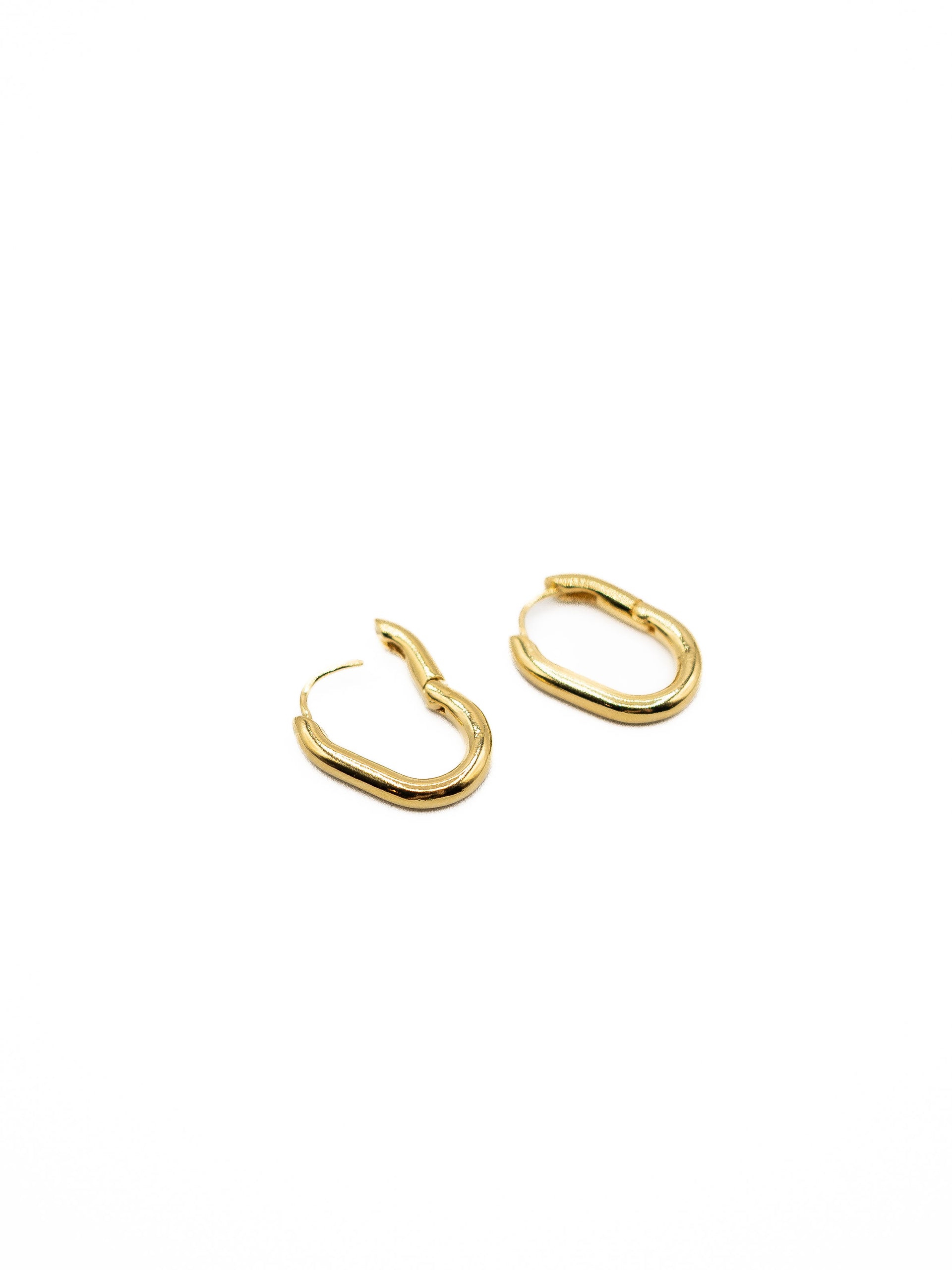 LA Water Resistant 18K Gold Plated EC U Paperclip Huggie Earrings