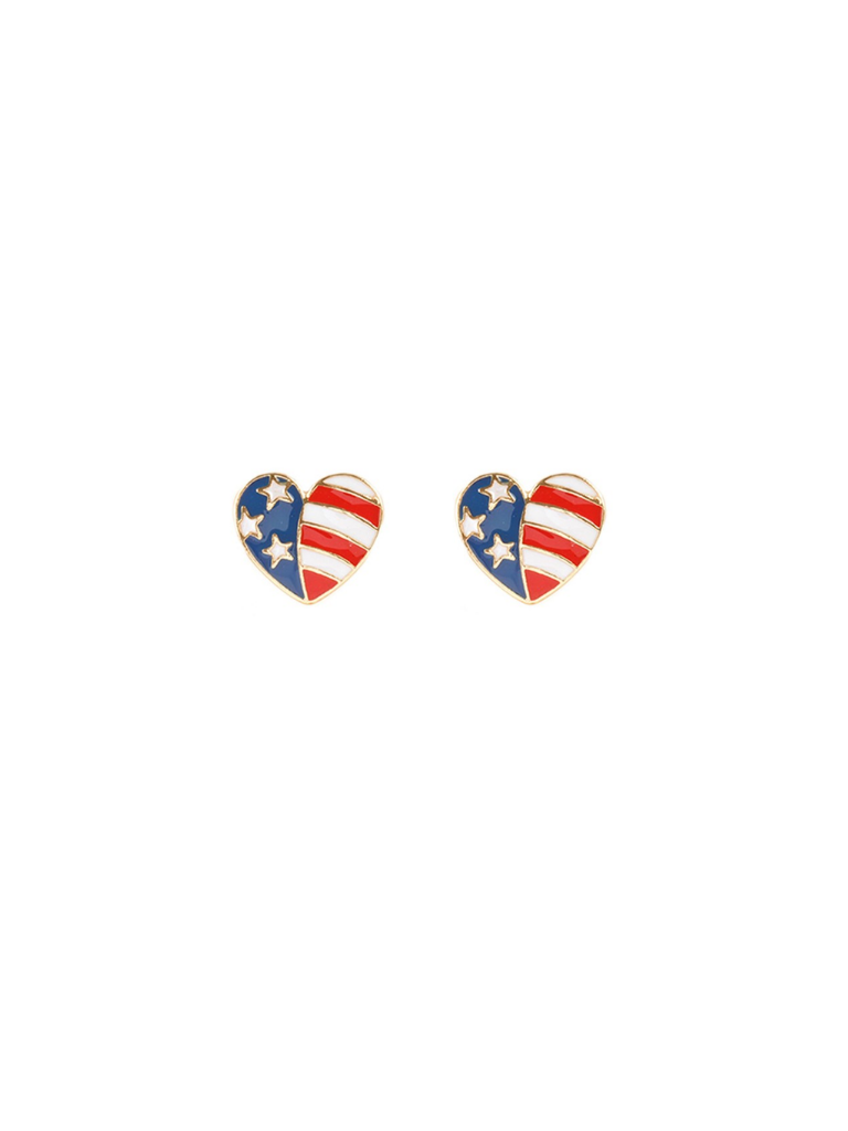Flag Heart Stud Earrings