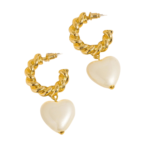 Viviana 18K Gold Braided C-Hoop Heart Earring