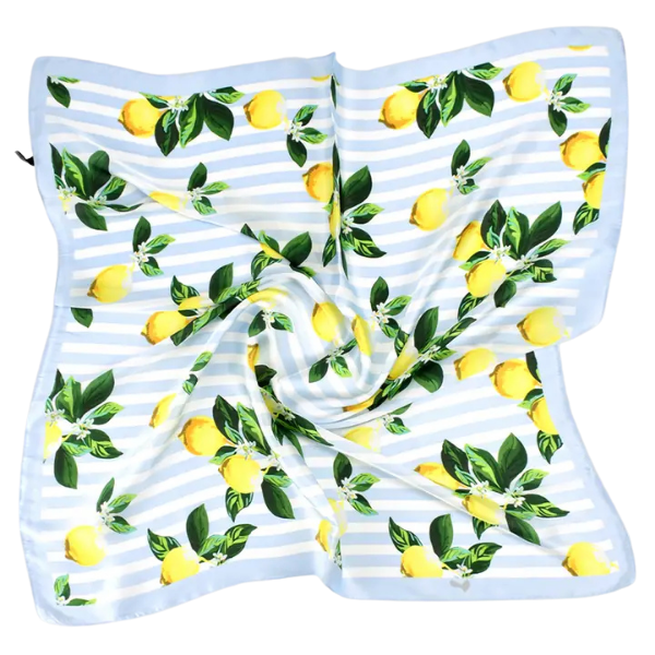 Lemon & Baby Blue Silk Scarf