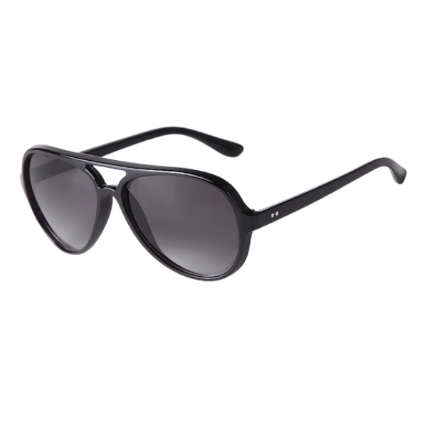 Double Bridge Aviator Sunglasses - Black w/Black Lens