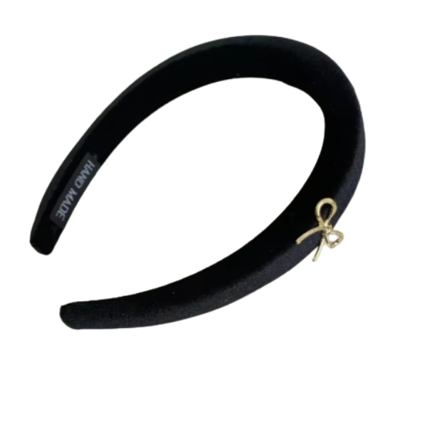 Velvet Skinny Headband w/Bow Charm