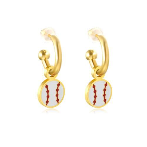 Baseball Huggie Hoop Earrings