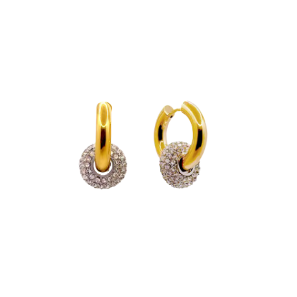 Rhinestone Charm Clicker Hoop Earrings