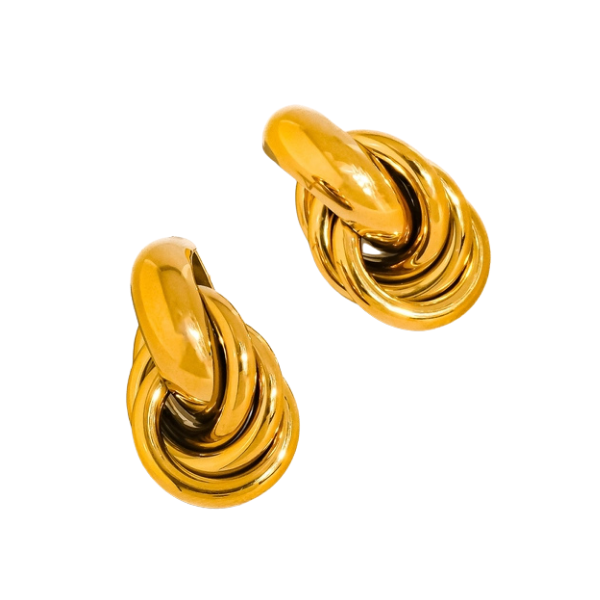 Rosavine 18K Gold Non-Tarnish Knot Statement Earrings