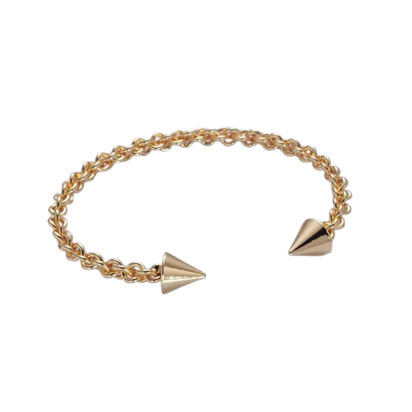 24k Gold Filled Chain w/Spikes Cuff Bracelet