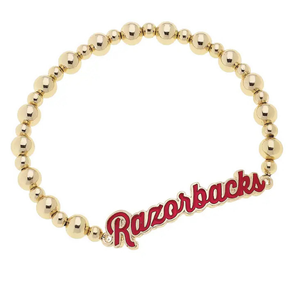 College Charm Gold Beaded Bracelet