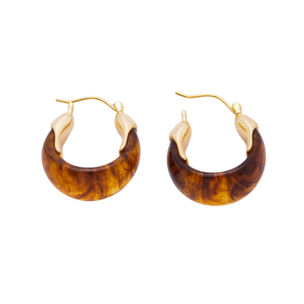 Gold & Resin Tortoise Latch Statement Hoops
