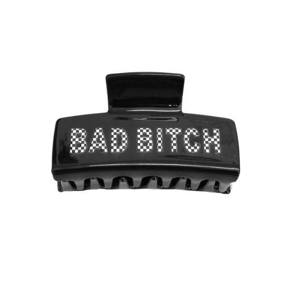 'Bad B*tch' Checkered Claw Clip