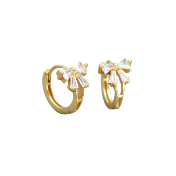 Rhinestone Bow Accented Hoop Earrings