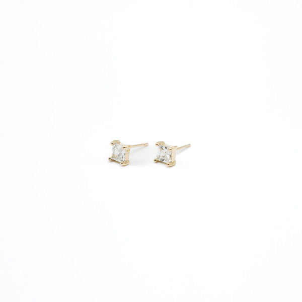 LA Gold Plated 3mm CZ Sterling Silver Post Stud Earring