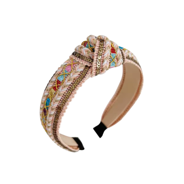 Boho Embroidered Top Knot Headband