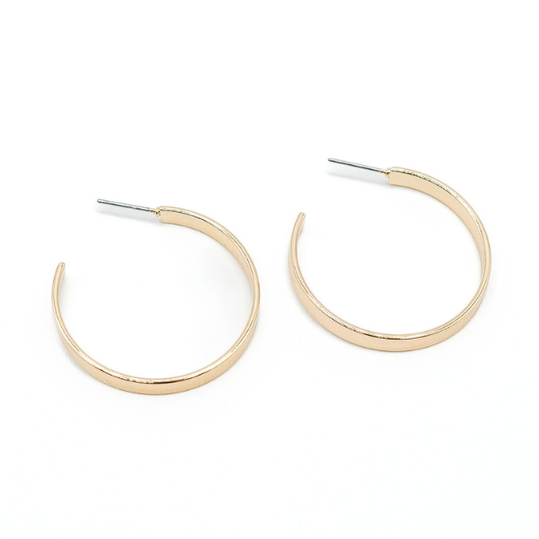 LA Gold Plated 33mm Thin Flat Hoop Earring