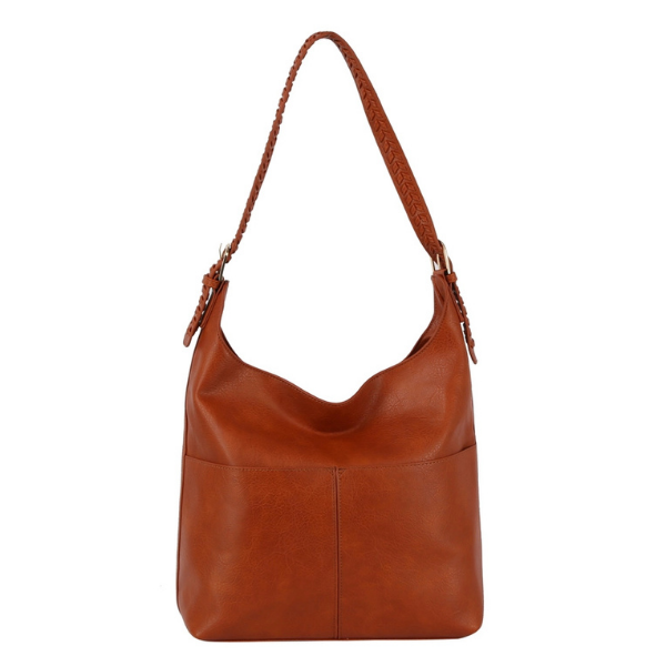 Soft Hobo Bag w/Front Pockets & Braided Strap