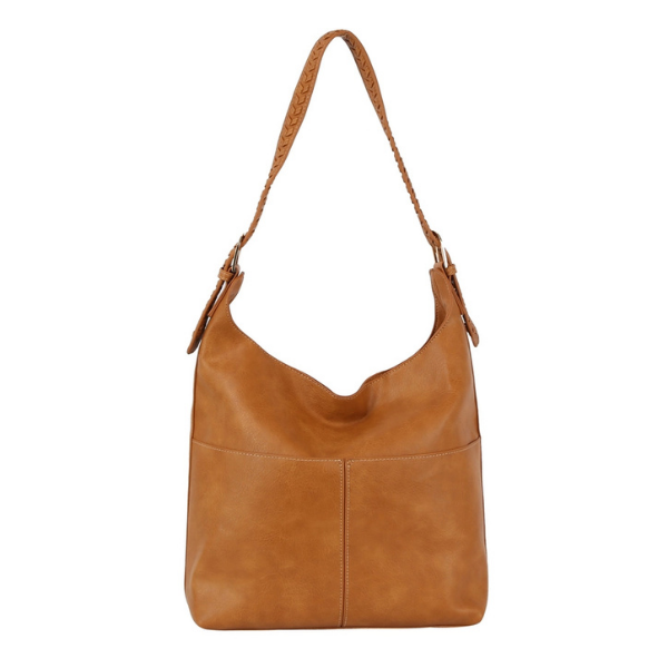 Soft Hobo Bag w/Front Pockets & Braided Strap