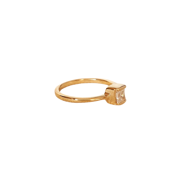 18k Gold Filled CZ Stone Square Solitaire Ring