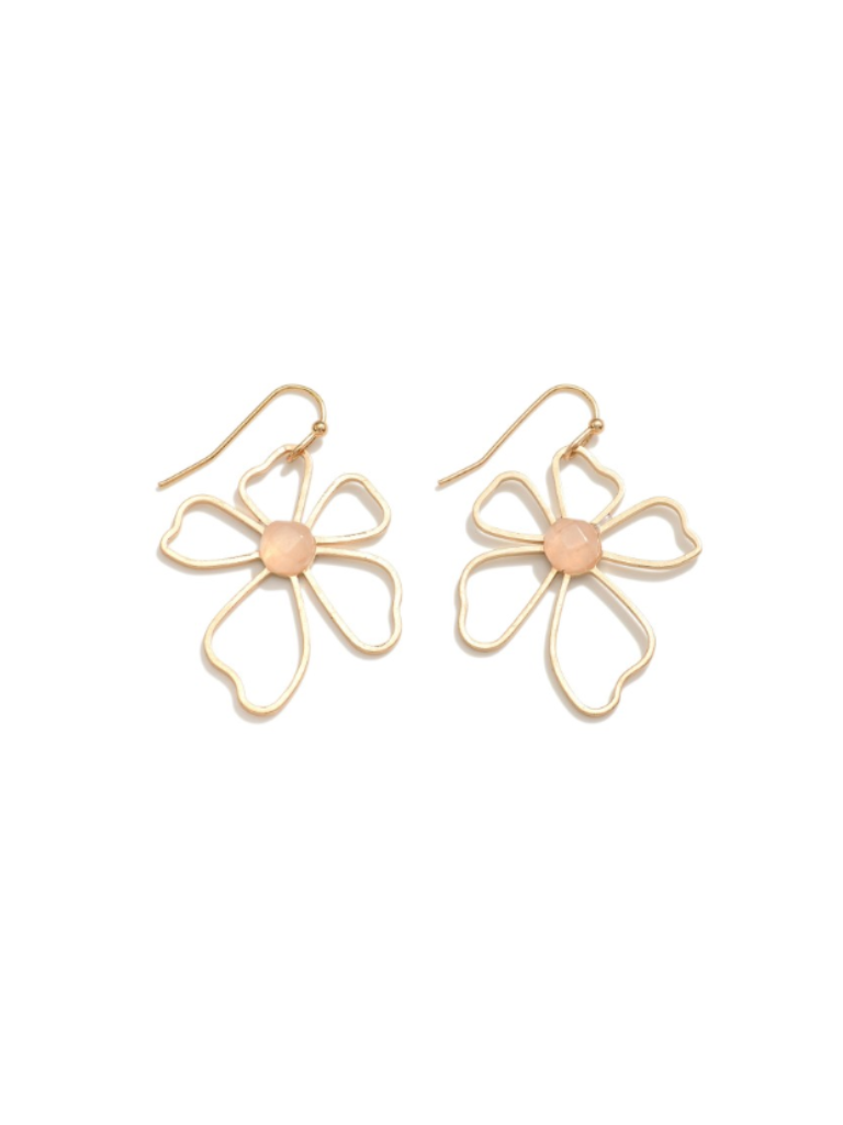Peach Center Flower Earrings