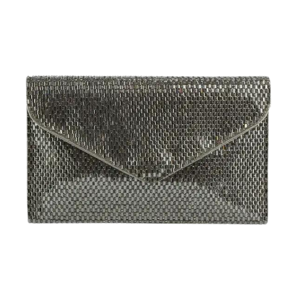 Metallic Rhinestone Envelope Clutch