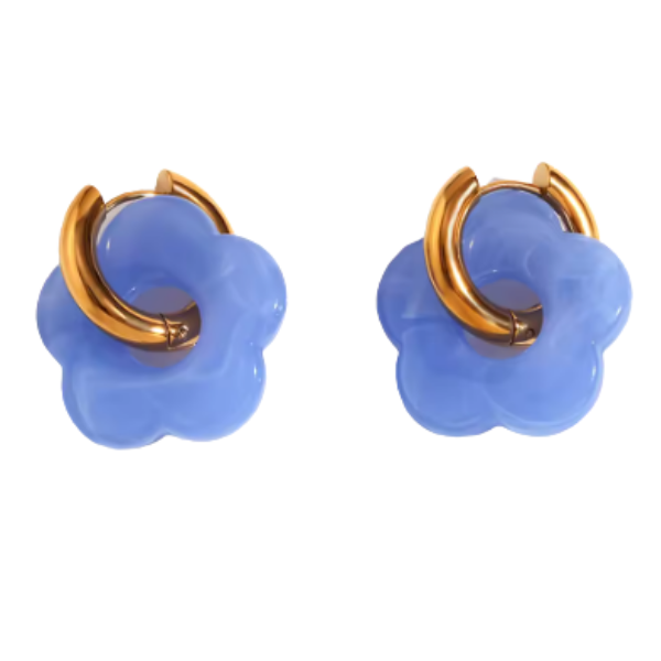 Flower Charm Clicker Hoop Earrings