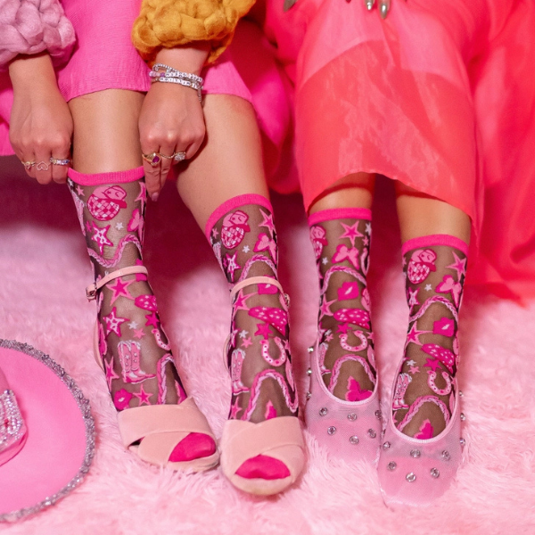 'Disco Barbie' Black Sheer Socks