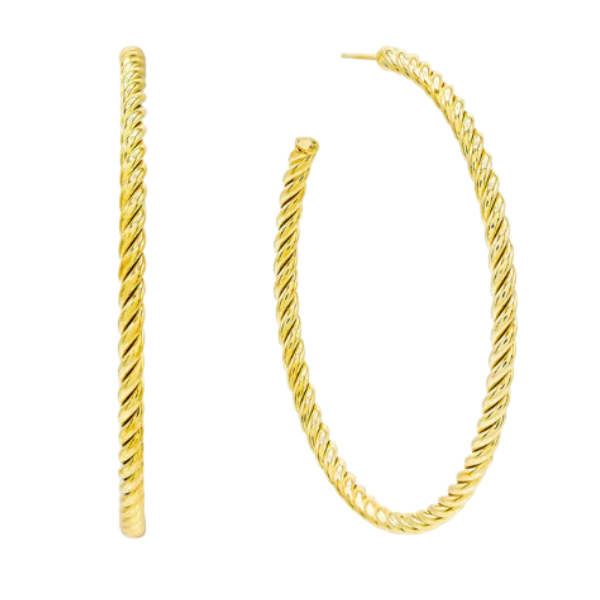 Brittany Childers Holiday 2024 Collection Earrings - Gold Twisted Rope Hoops