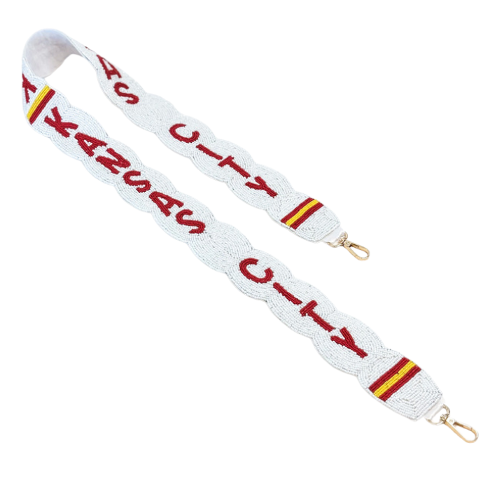 Beaded White Kansas City Scalloped Purse Strap