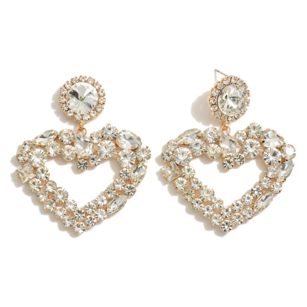 Rhinestone Heart Statement Earrings