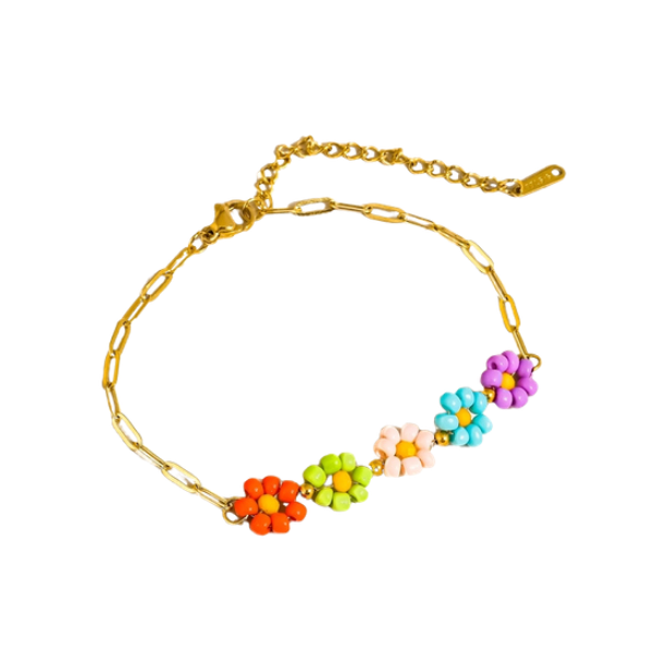 Leia Non-Tarnish Multicolor Daisy Chain Bracelet