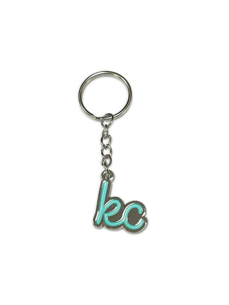 Kansas City Silver & Teal Script Keychain