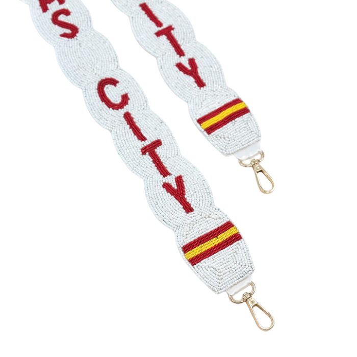 Beaded White Kansas City Scalloped Purse Strap