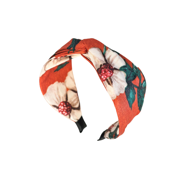 Red Flowers & Leaves Twisted Headband