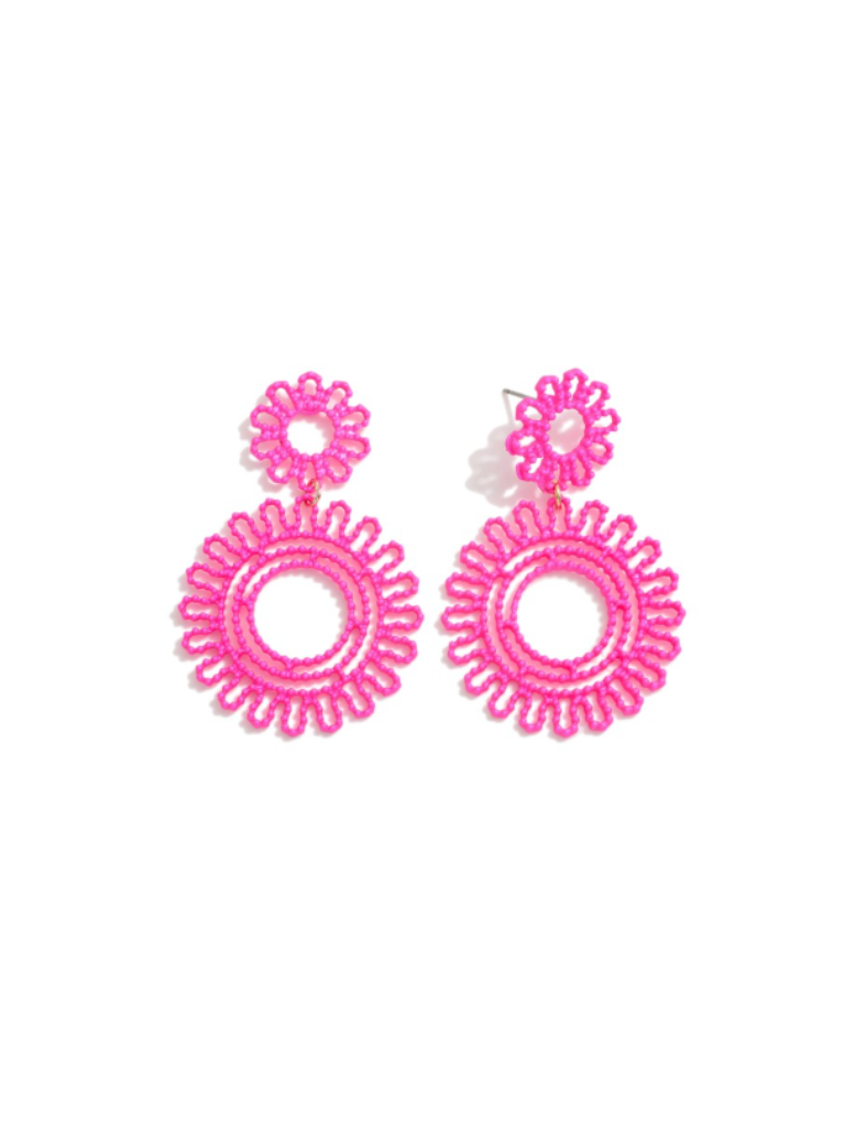 Fuchsia Abstract Flower Drop Earrings