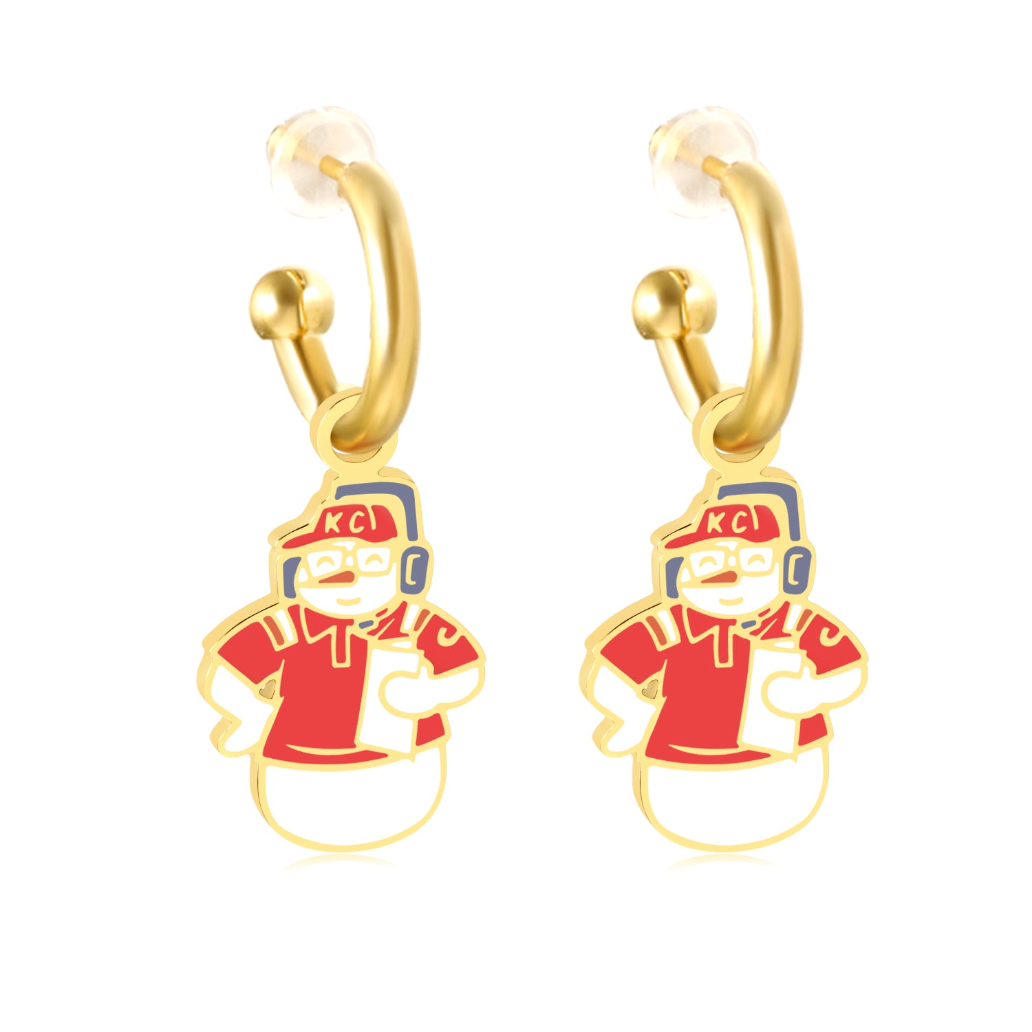 SewKC x EB Kansas City Christmas SnowAndy Huggie Hoop Earrings